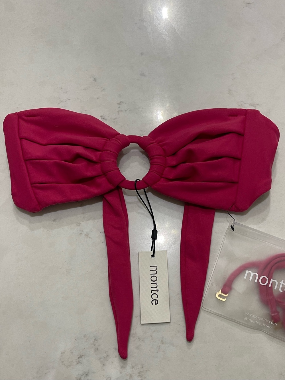 NWT Montce Raspberry Tori Ties Bandeau Bikini Top